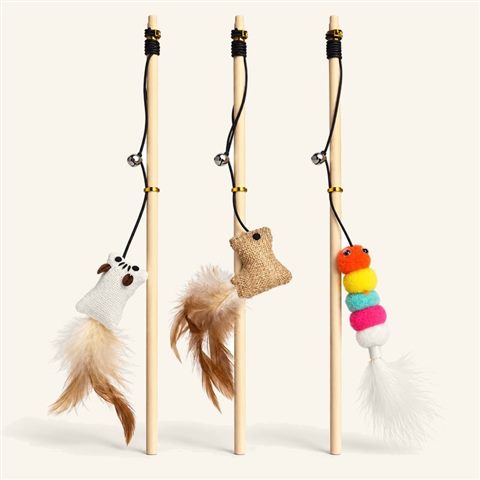 Varita interactiva con plumas para gato